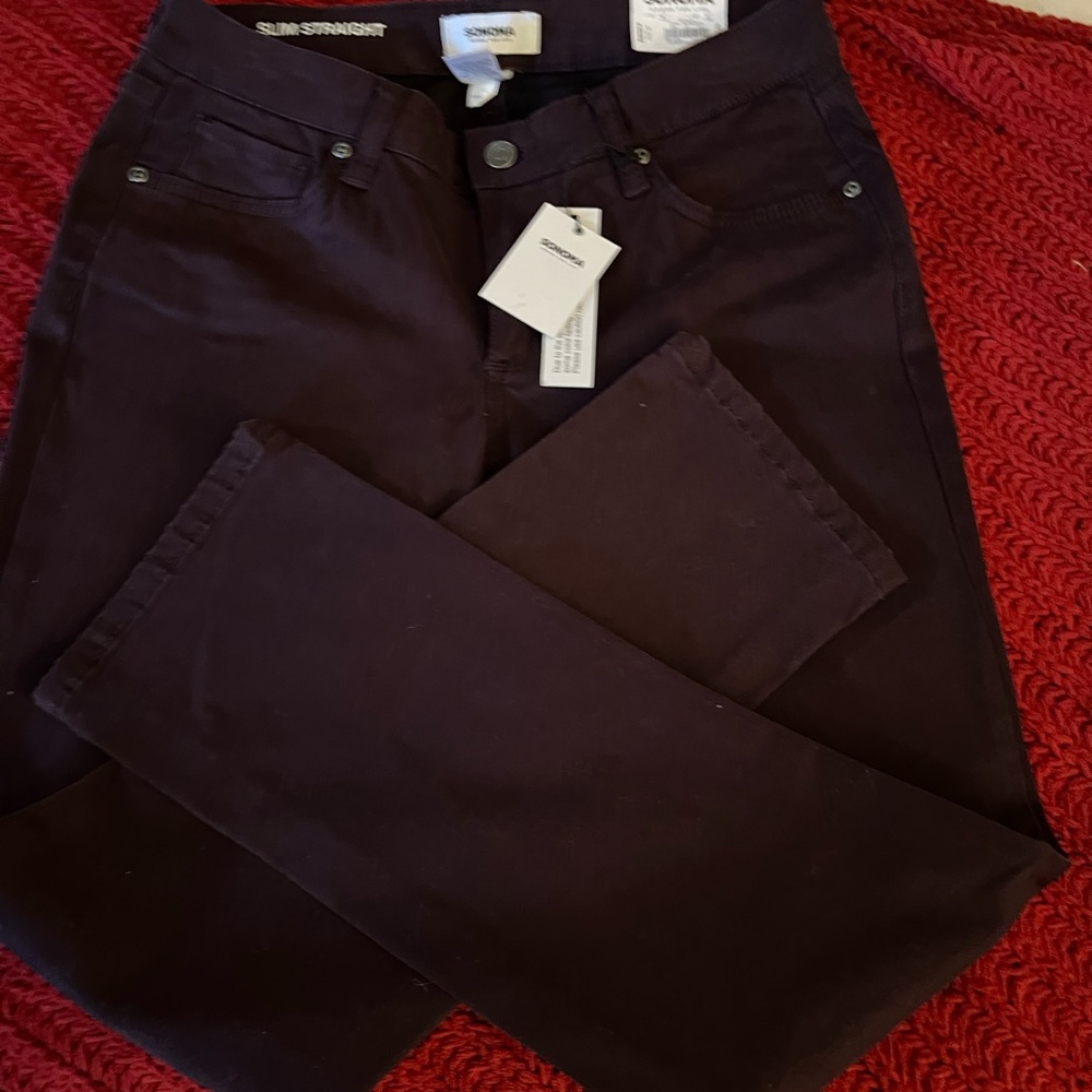 Egg plant colored. Straight slim size 8 petite. New never worn.